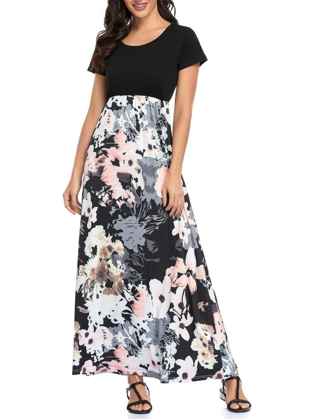 Stylish Women's Short Sleeve Maxi Dress with Empire Waist - Perfect for Any